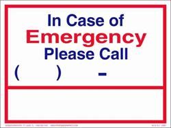 12" x 9" In Case of Emergency 