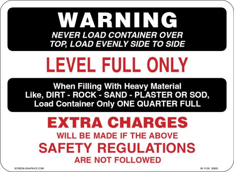 Warning Level Full Only Regulations Specified, Extra Charges May Apply is Safety Regulations are Not Followed 